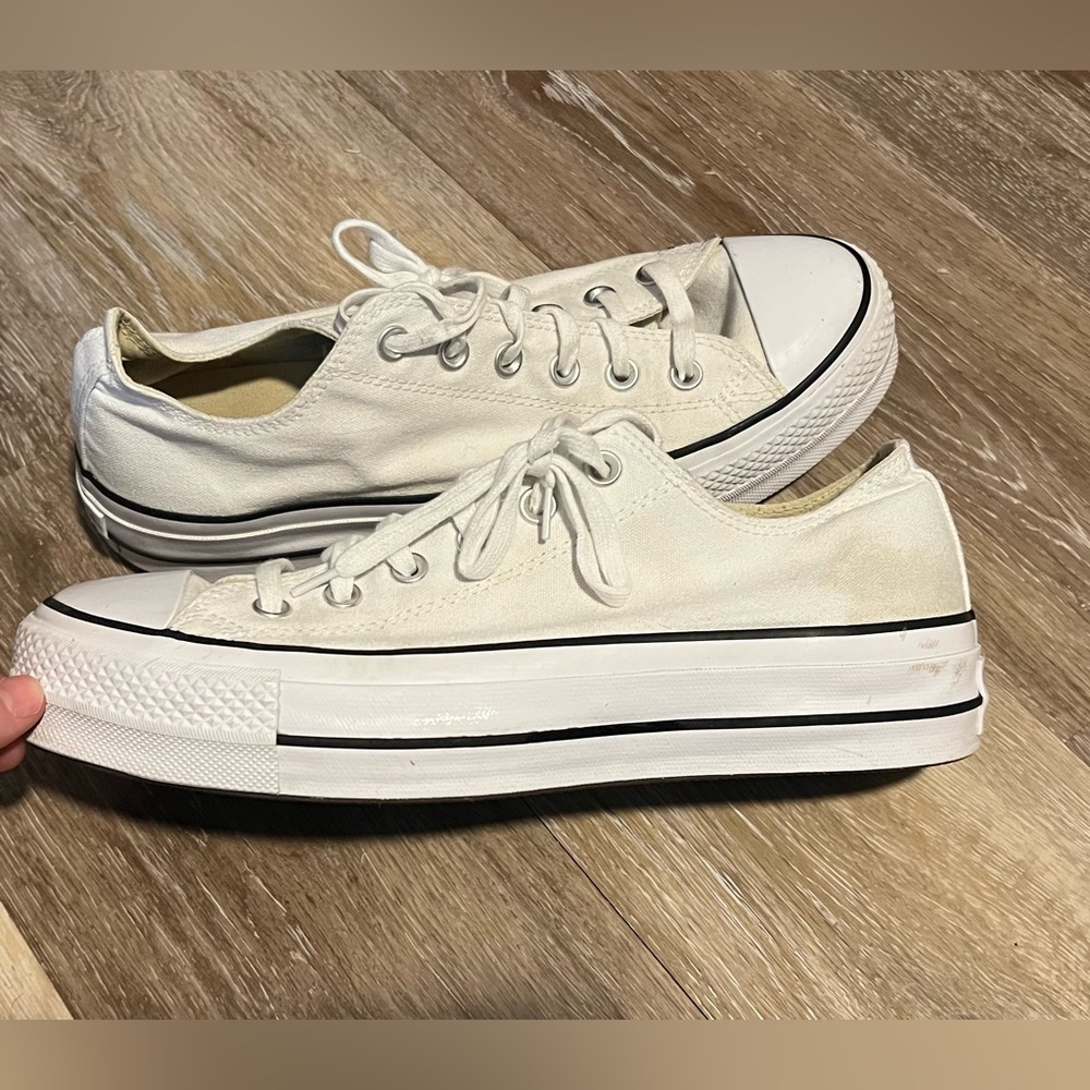 Platform White Canvas Sneakers • women's size 10